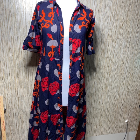 Bombay & Paisley Button Front Floral Shirtdress XSmall Womens - Picture 7 of 14
